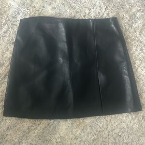 aritzia Black Leather Skirt with short slit